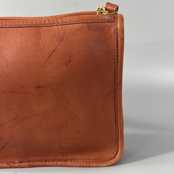 Authenitc Vintage Coach 9972 British Brown Leather Zip Top Clutch Bag - Picture 7 of 14
